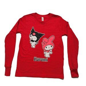 Kuromi Unisex Kids T-shirt Long Sleeve Cotton Red Size Small